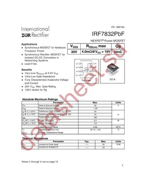 IRF7832PBF datasheet  